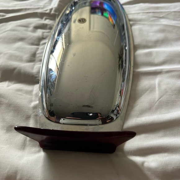 Vintage Gourmates by Glo Hill Canada Chrome Tray w/ Red Bakelite Handles & Feet - Picture 4 of 4